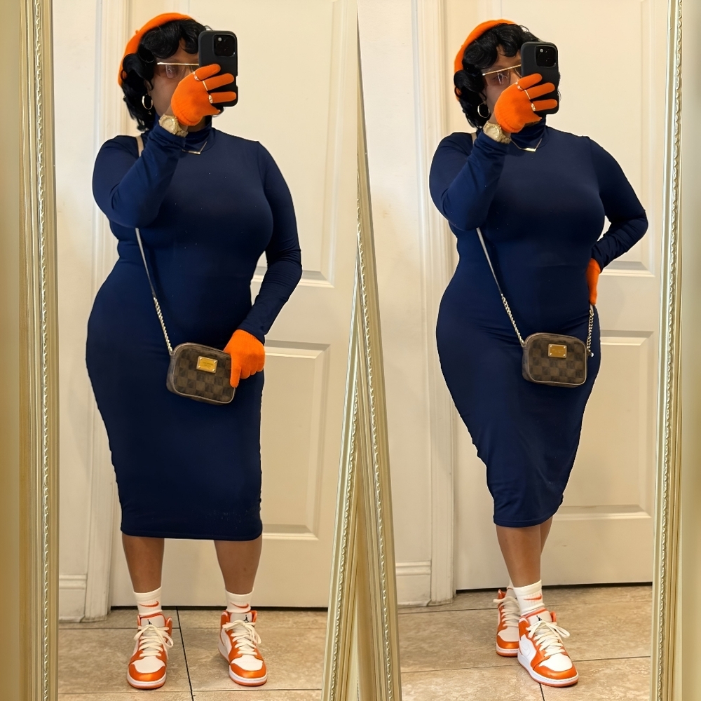 Elegant Navy Midi Dress